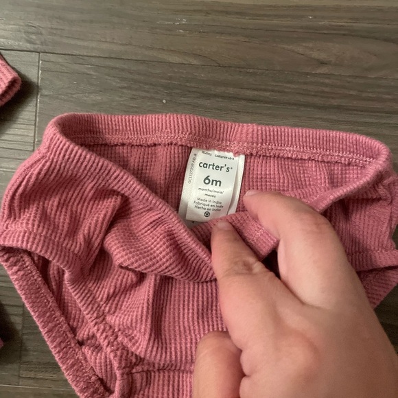 Carter's Dusty Rose Waffle knit long sleeve dress with Baby Bloomers size 6M - Picture 5 of 7